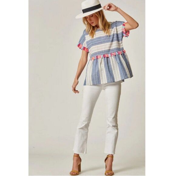 Andree by Unit Stripe & Tassel Top Visit - Picture 1 of 12
